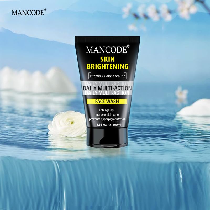Mancode Skin Brightening Face Wash for Men - Clear Skin, Oil Control, Acne Defense, Dark Spot Reduction, Pollution Protection - Pack of 3 | Men's S
