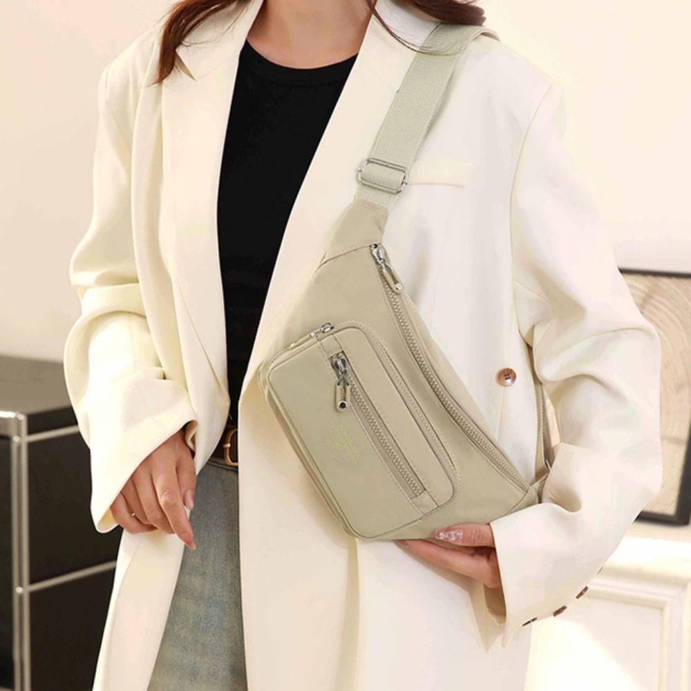 Portable Nylon Crossbody Bag Solid Color Middle Aged Tote Bag Fashion Mobile Phone Bag  Mom
