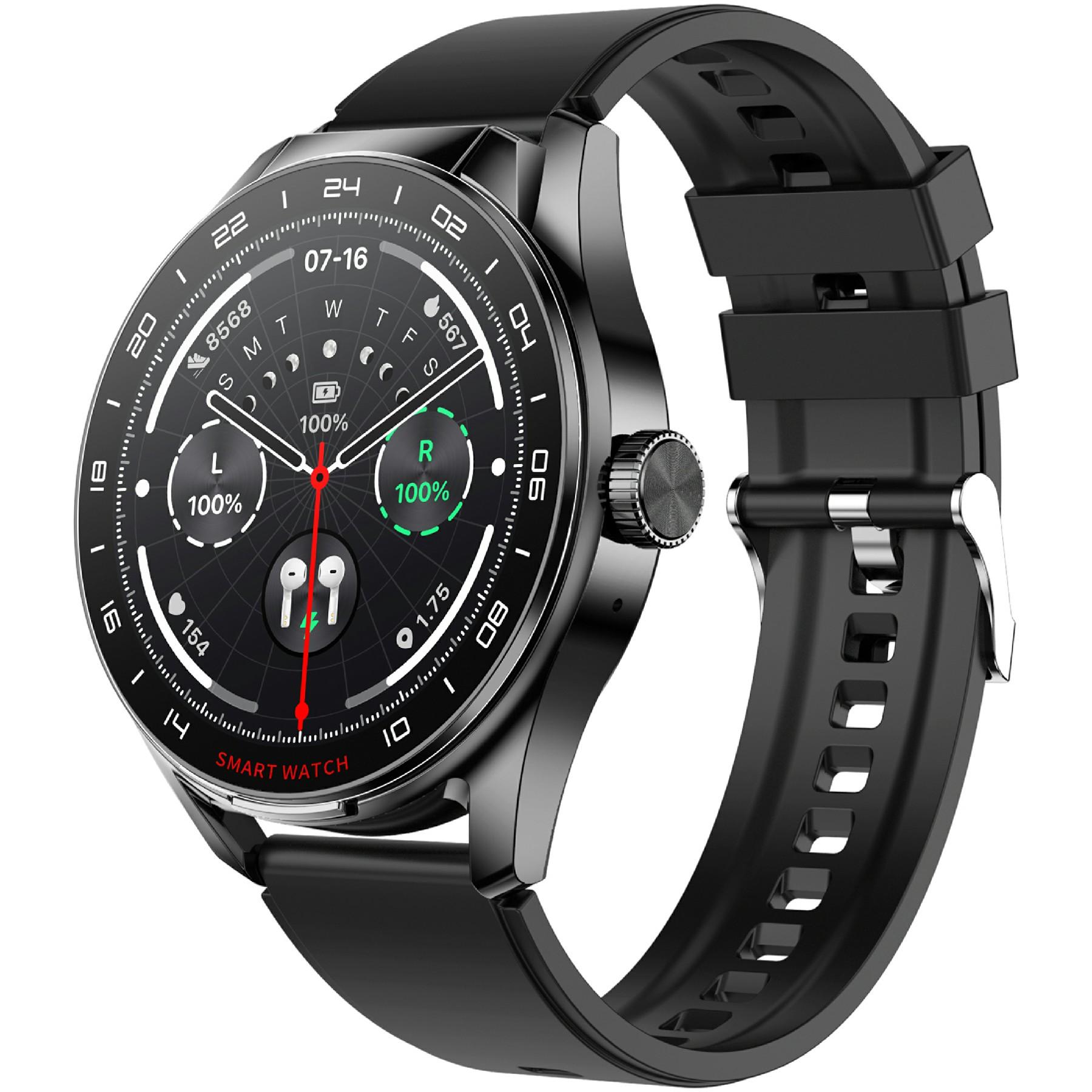 

D9 Silicone Strap Smart Watch with Earbuds Bluetooth 5.3 Heart Rate Monitor NFC Touch Screen Fitness Tracker