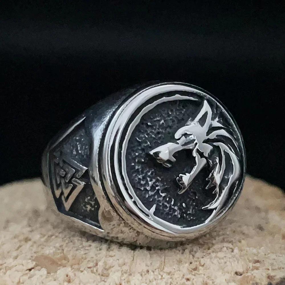 Vintage Viking Men Rings Stainless Steel Ethnic Belief Nordic Odin Compass Tree of Life Valknut Ring Amulet Jewelry
