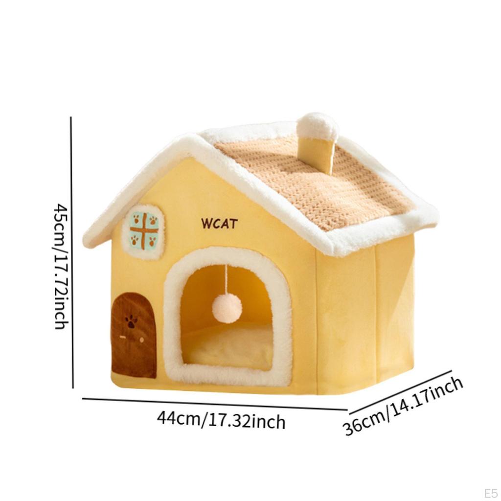 Cat House Activity Center Small Pet Shelter Washable Thickened Cushion Playing Hut Winter Cave