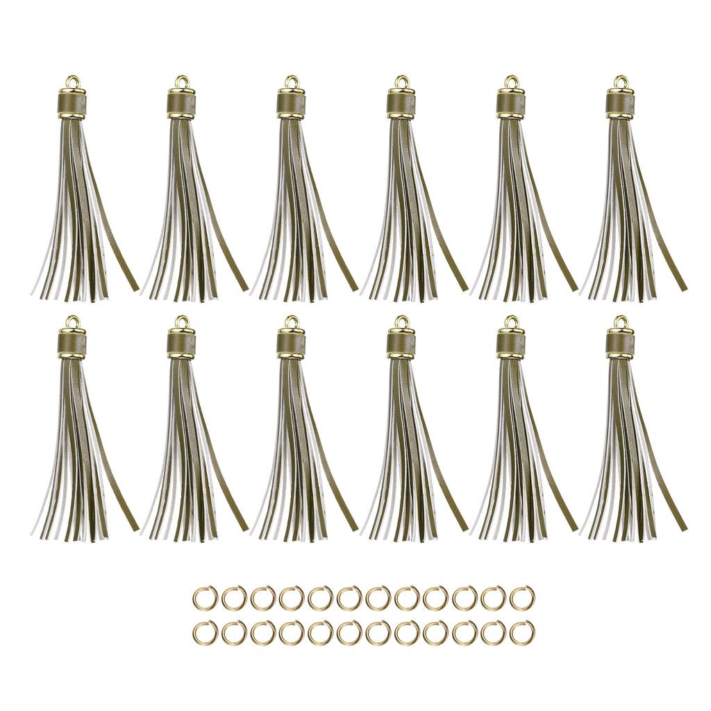 12 Stück Quasten-Schlüsselanhänger-Set PU-Lederquasten-Anhänger Bunte Lederquaste für Schmuckherstellung Handybänder Handtasche DIY-Bastelarbeiten