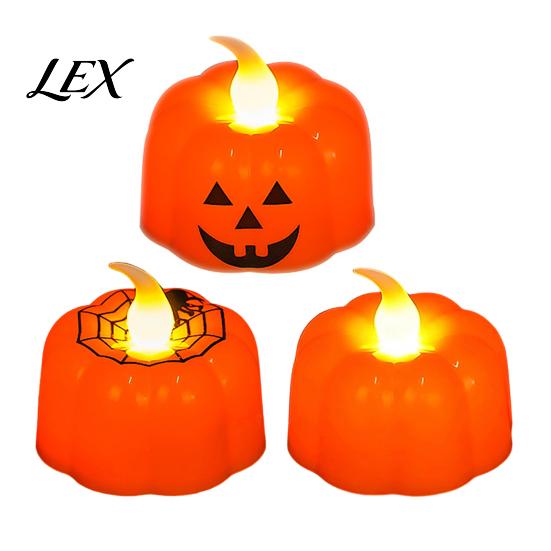 Warm White Electronic Candles 2Pcs Halloween Pumpkin Flameless Candles, Battery Operated LED Candle, Decorative Reusable Holiday Scene Decorations
