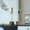 European Metal Ladder Climbing Ladder Resin Figure Ornaments Office Cafe Furnishing Crafts Home Livingroom Table Sculpture Decor