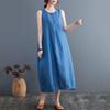 Sleeveless Plus Size Denim Vintage New In Dresses for Women Casual Loose Long Summer Dress