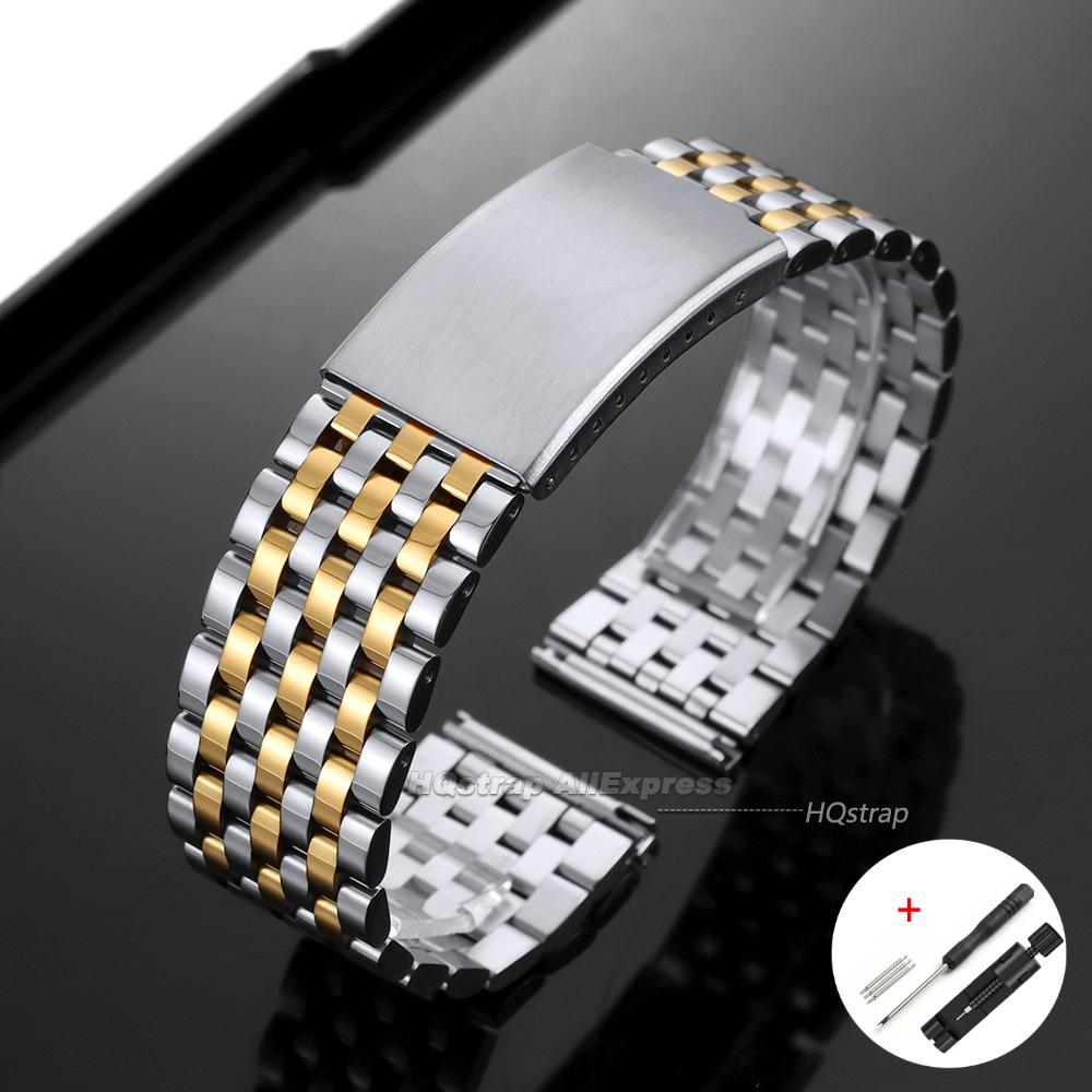 Premium Stainless Steel Watch Strap 20mm 22mm Universal Bracelet Metal Folding Buckle Business Replacement Wristband Accessories