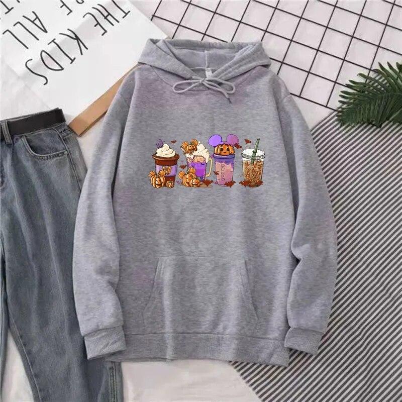 Fall Coffee Pumpkin Spice Latte Iced Hoodies Aesthetic Halloween Winter Clothes WoUnisex Sweatshirt Long Sleeved Harajuku Tops