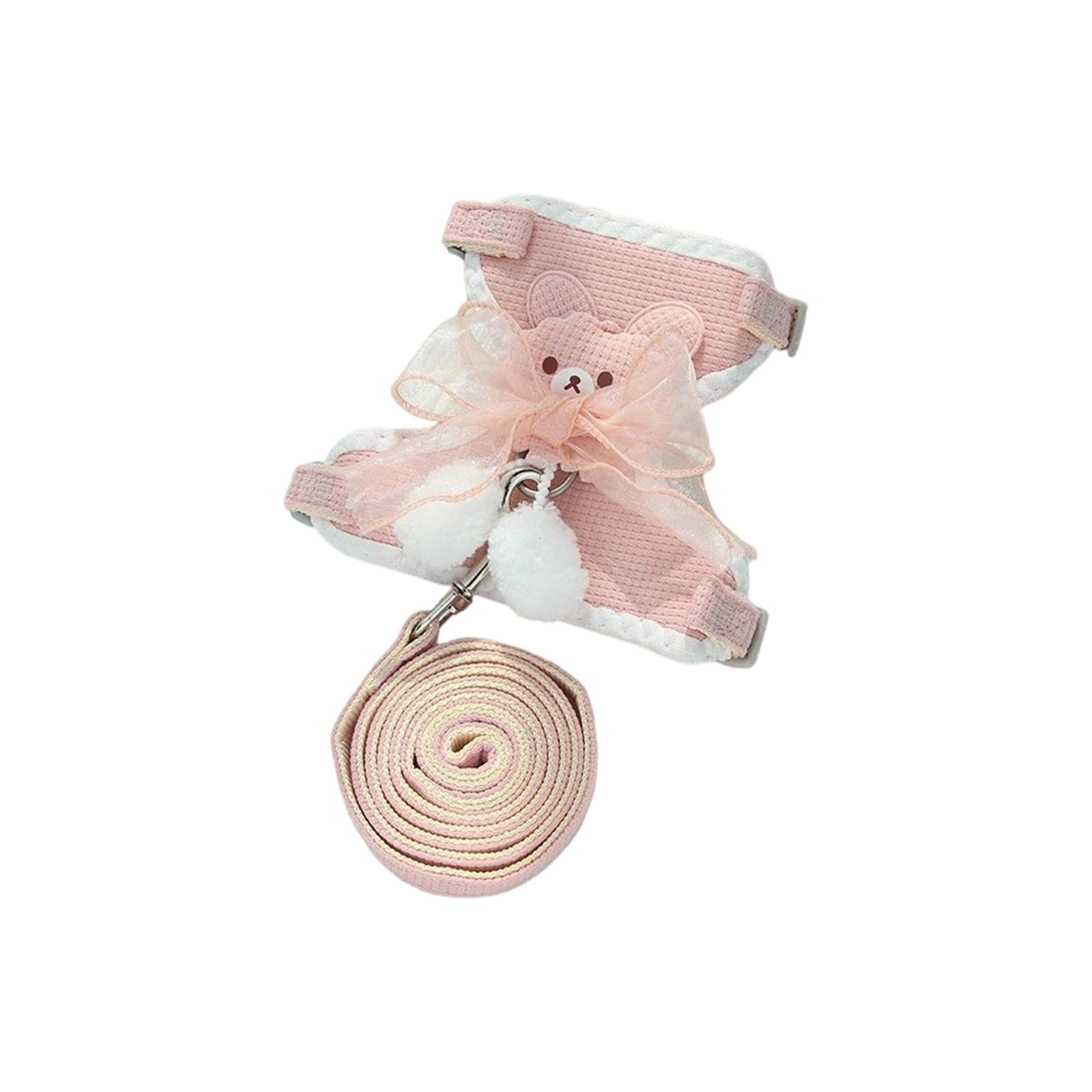 

Cute Pet And Leash Set For Small Dogs & Cats - Adjustable, Escape-Proof, Stylish Walking Gear With Multiple Colors S розовый