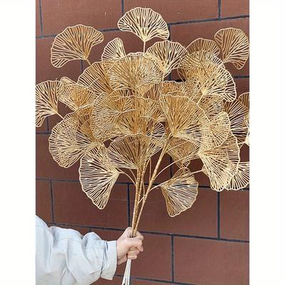 1 Goldenes Aprikosenblatt Künstliche Pflanze für Hochzeiten, Partys und Heimdekoration - Realistische Simulation von Ginkgo Biloba für Tischmitte im Innenbereich
