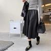 Осень/Зима 2025 Юбка миди А-силуэта из тонкой овечьей кожи с высокой посадкой для женщин - Универсальная и мягкая