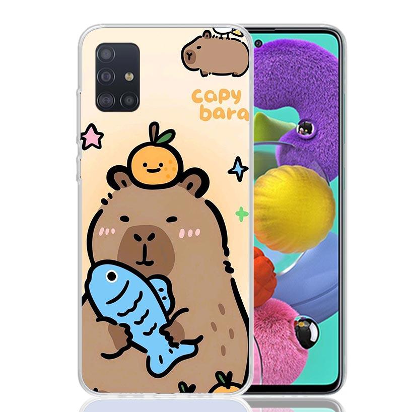 Funny Capybara Cartoon Animal Phone Case for Samsung Galaxy A52 A51 A50S A12 A22 A32 A72 A10S A30S A31 A71 Note 20 Ultra 10 Plus