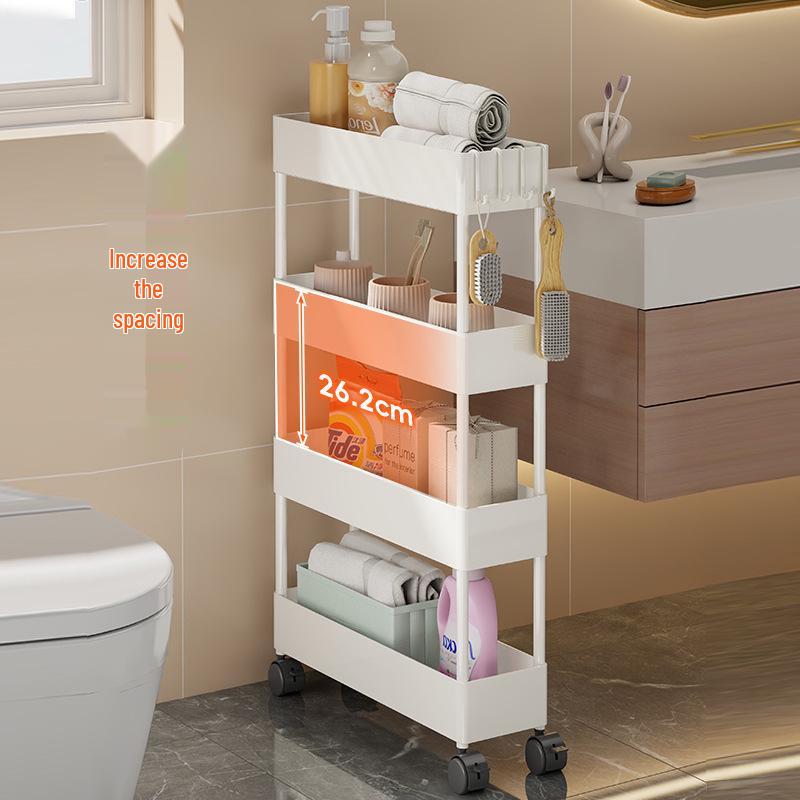 Compact Bathroom Trolley: Slim Floor-Standing Storage Rack for Narrow Spaces and Toilet Side