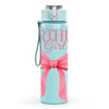 1PC Birthday Girl Pink Bow Ribbon Print 750ml Color Plastic Sports Water Bottle Leakproof Flip Straw Lid Suitable for Sports Office Home Use