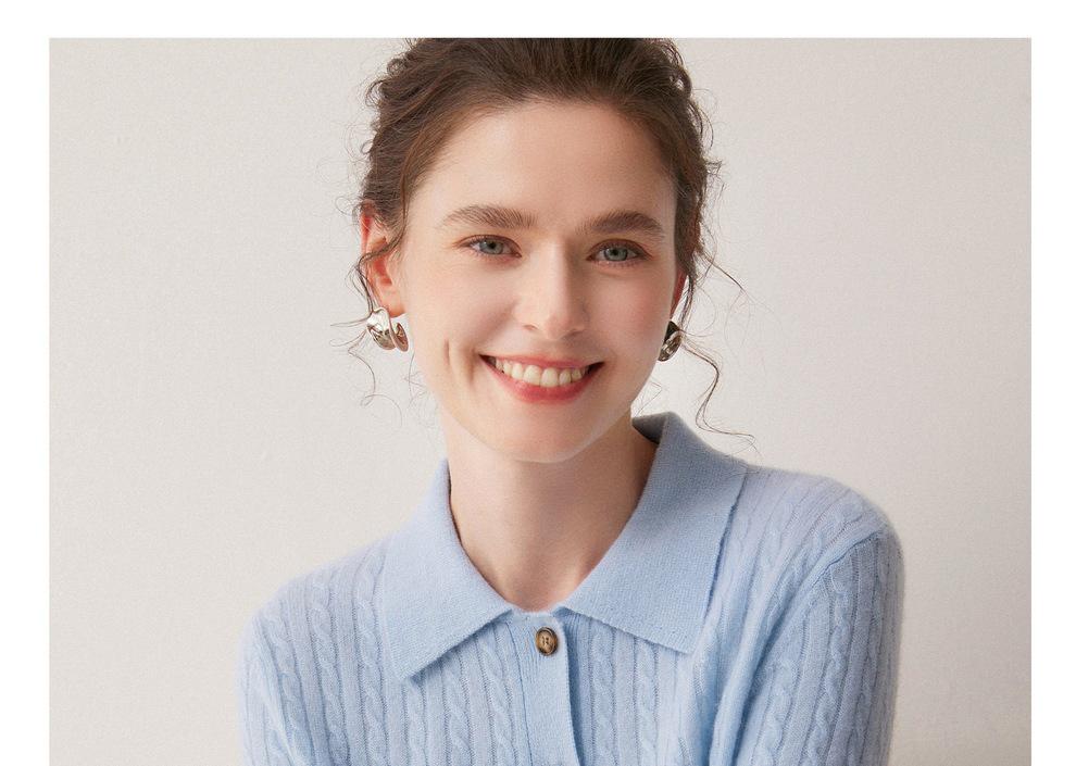 Women's Cashmere Cable Knit Cardigan, Long Sleeve, Single-Breasted Sweater Coat for Autumn/Winter