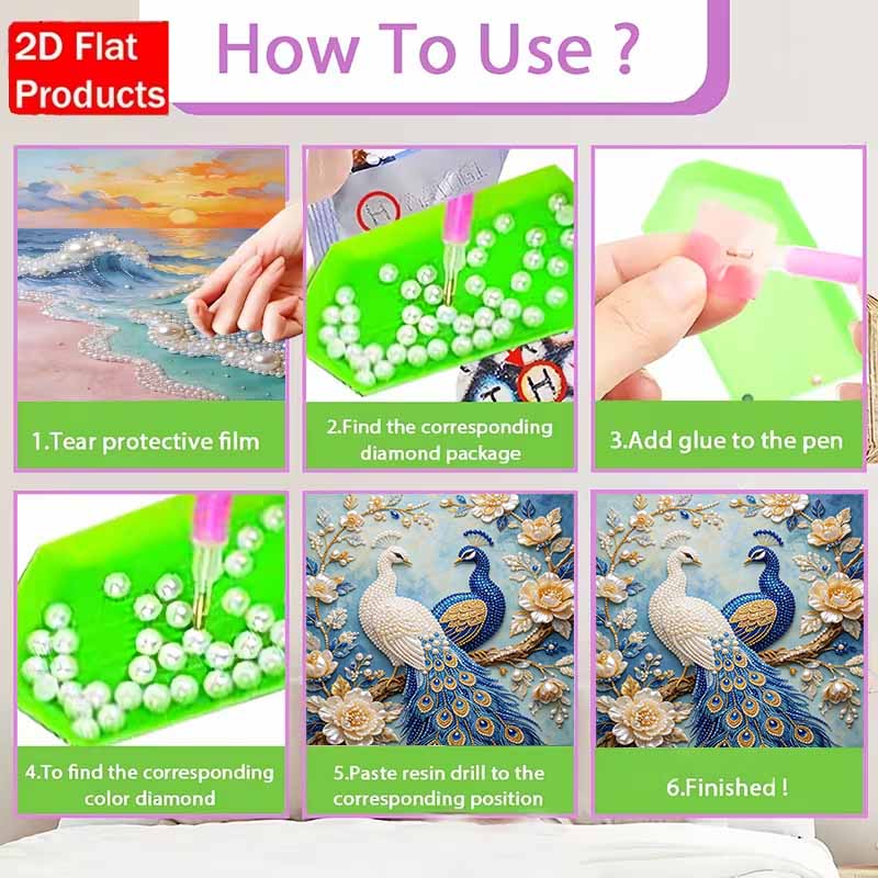 Pearl Art Painting Blue White Peacock Home Wall Decor Art Crafts Handmade DIY Adult/Beginner Gift Creative Home Decor Frameless Wall Art Kit