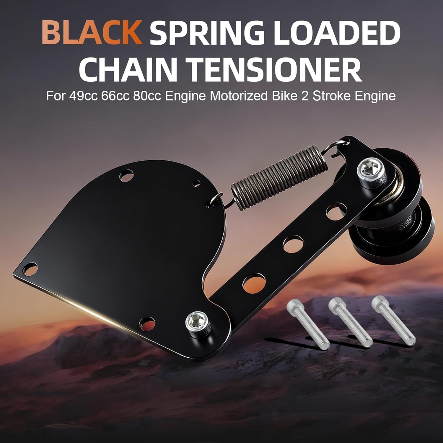 

sthus Spring Loaded Chain Tensioner for 49cc 66cc 80cc 2 Stroke Engine Motorized Bike- Adjustable Guide Wheel Black