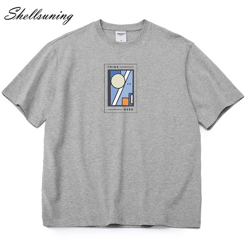 Shellsuning Oversized bavlněná trička s grafikou Muži Léto Měkké Trička s krátkým rukávem Dámská Móda Univerzální pulovry Dámské