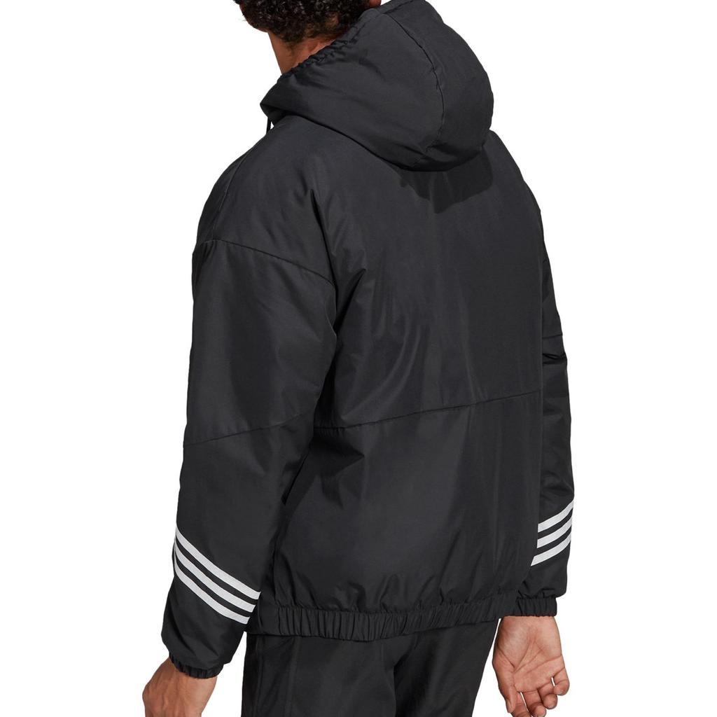 Adidas Color Block Logo Print Hooded Long Sleeve Cotton Jacket Men Jackets Black H50969