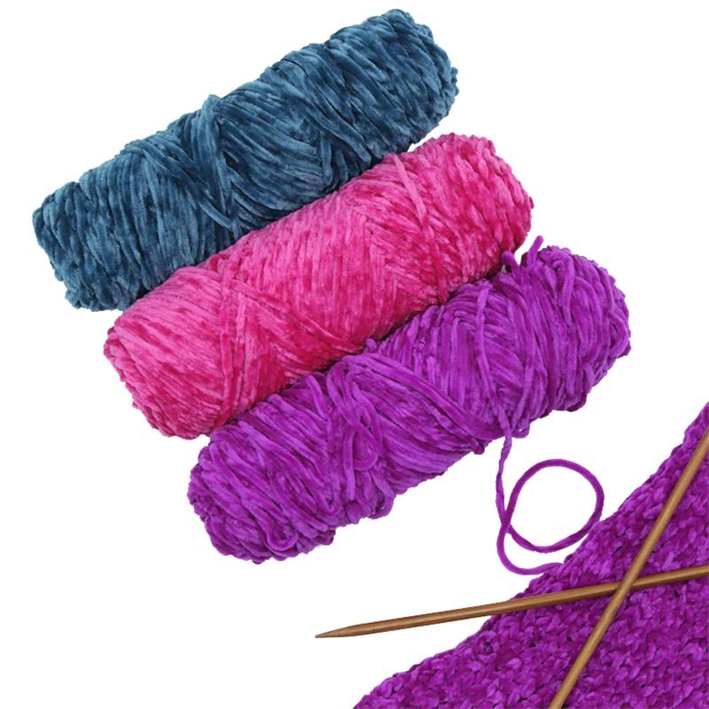 1Pc Chenille Yarn Velvet Yarn Texturized Polyester Blended Cotton Suggest Needle 4MM-5MM