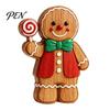 Wooden Desktop Decorations Cartoon Gingerbread Ornament, Double-sided Printed Tabletop Figurines, Festive Window Display Decorative Craft for Home And