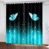 2 Stück Lila Und Blau Kristall Schmetterling Blumen Bedruckt Vorhangstangentasche Montage Digital Gedruckte Vorhänge Für Wohnzimmer Kleidung