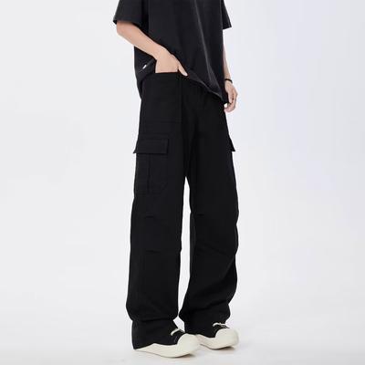 Overalls Men's Summer New Ins Trendy Brand Solid Color Loose Casual Pants Fashionable Multi-pocket Straight Trousers