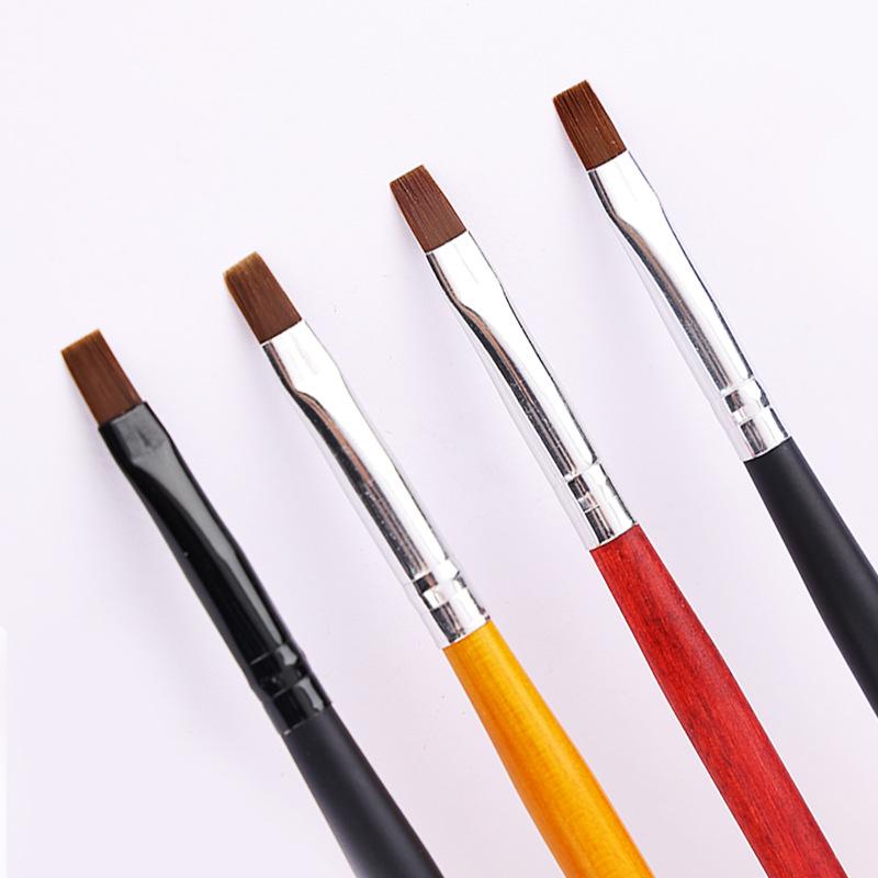 Nail Art Canned Glue Brush Wooden Rod Flat Head Nail Art Polish Brush Pen Nail Tool