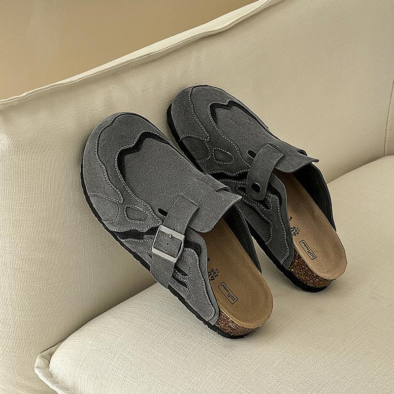 Cork Mules Slippers Men Women Close Toe Slippers Home Shoes Clogs Vintage Muller Slippers Arch Support