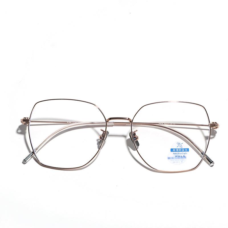 Glasses Square Myopia Glasses Frame Blue Light Metal Titanium Frame Plain Mirror Women Simple Flat Mirror Men