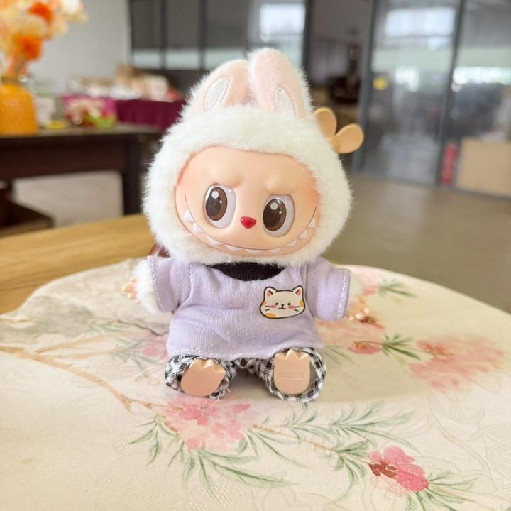 For 17cm Labubu Doll Clothes Fashion Clothes Cartoon T-shirts Doll Clothes Color Match Shorts Dolls Accessories Cute Decoration Little Clothes