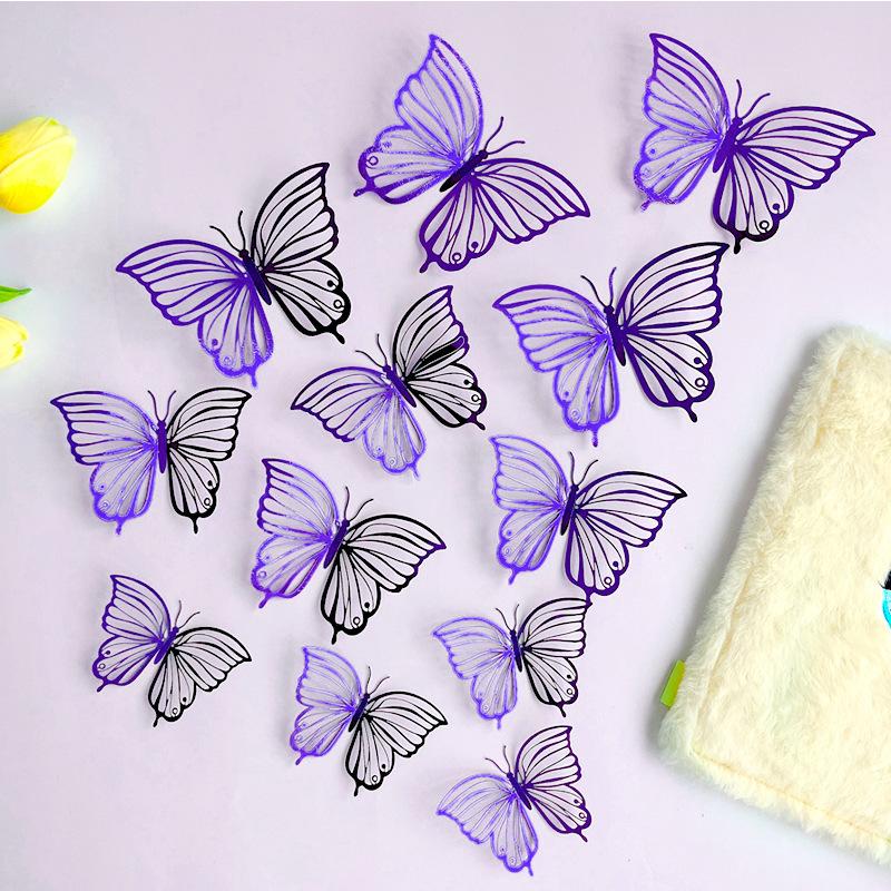 12pc Butterfly Wall Sticker Purple