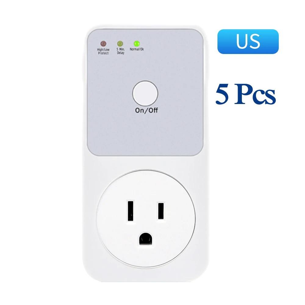 5/10Pcs Surge Protector Voltage Relay Socket 220v Electrical Stabilizer EU FR US UK Plug Automatic Refrigerator Protect Switcher