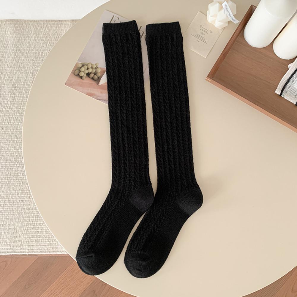 New Knitted Hollow Calf Socks Breathable Warmth Stacked Long Tube Socks Casual Harajuku Street Mid Tube Socks Women Girls