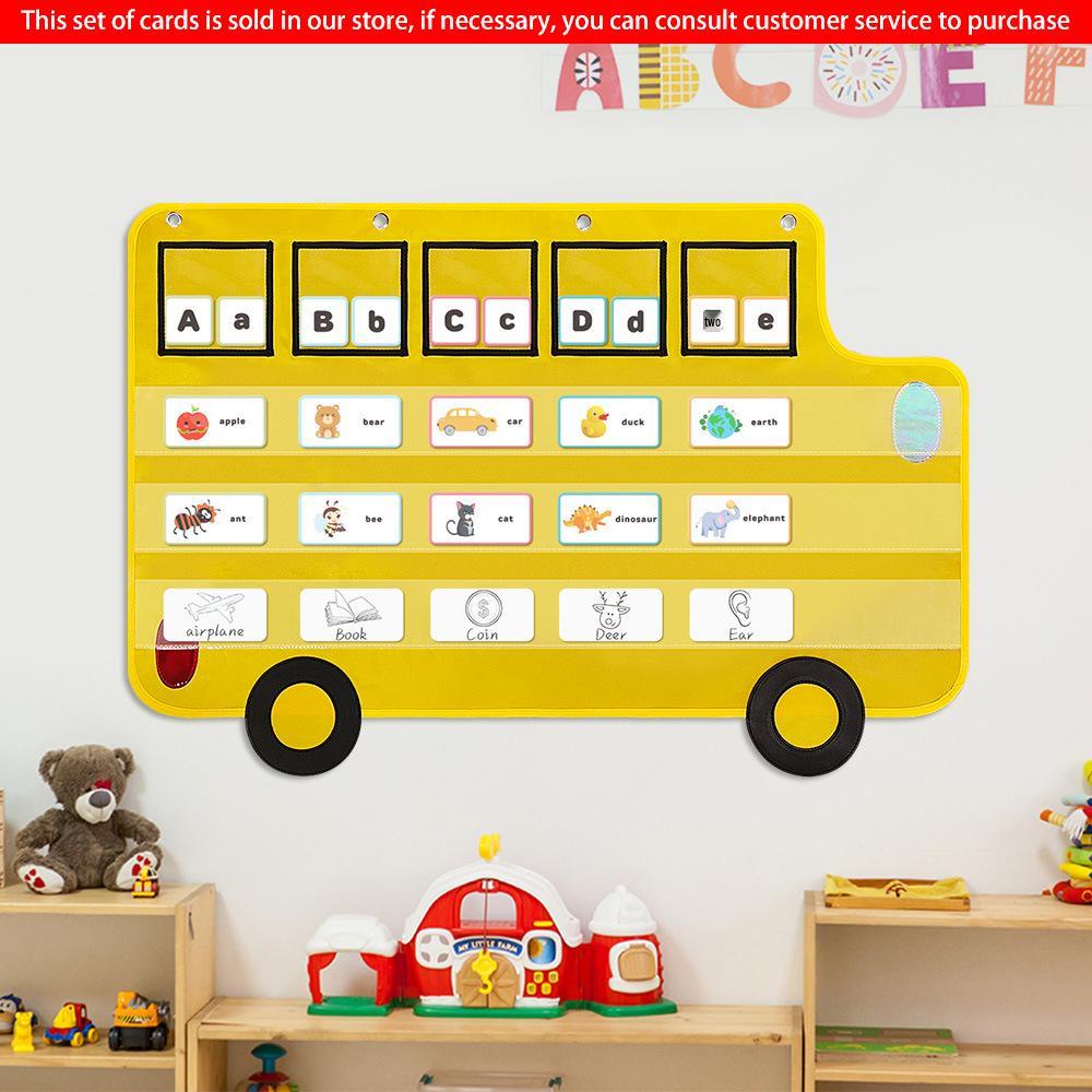 Classroom Decoration: School Bus Letter Phonics Hanging Pocket Chart