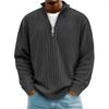 Cord-Sweatshirts Herren Herbst Einfarbig Langarm Kleidung Herren Lässig Locker Reißverschlusskragen T-Shirts Mann Oberbekleidung