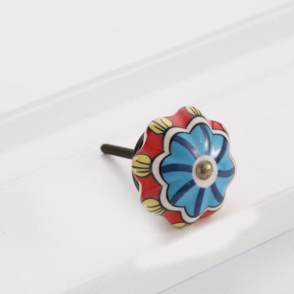 Simple Single Hole Ceramic Pumpkin Handle Round Vintage Vintage Cabinet Knob European Style Creative Door Pull Handles Furniture