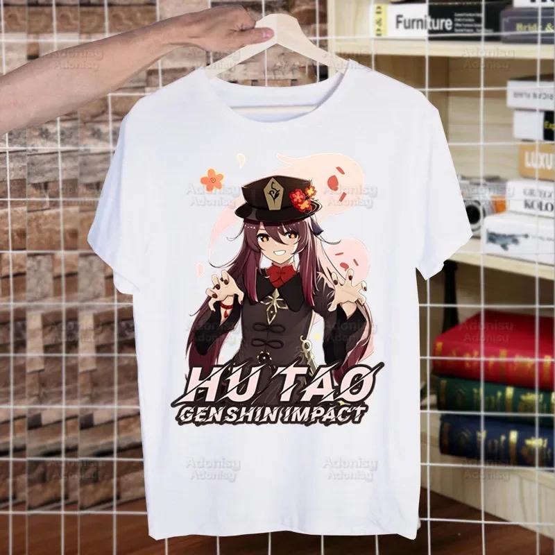 Genshin Impact HuTao Cartoon Kawaii  Unisex's Tshirt Cute Shirt  Unisexs Fashion T-Shirt For  Unisex Casual Tops Short Sleeve Shirt