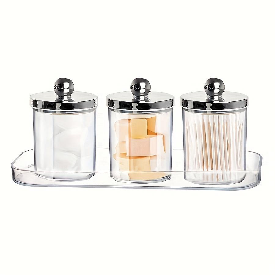 

Прозорий тримач для ватних паличок Набір баночок для ванної кімнати з підносом Акриловий органайзер для зберігання Пластикові аптекарські баночки Диспенсер для ватних паличок Банка з кришкою