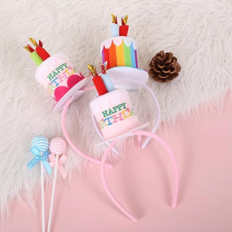 Birthday Cake Candle Headband Baby Children'S Birthday Party Hat Photo Props Scene Dress Up