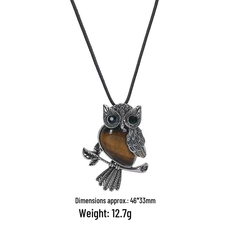 Vintage Cross Owl Crystal Stone Pendant Necklace for Men and Women - Classic Creative Design