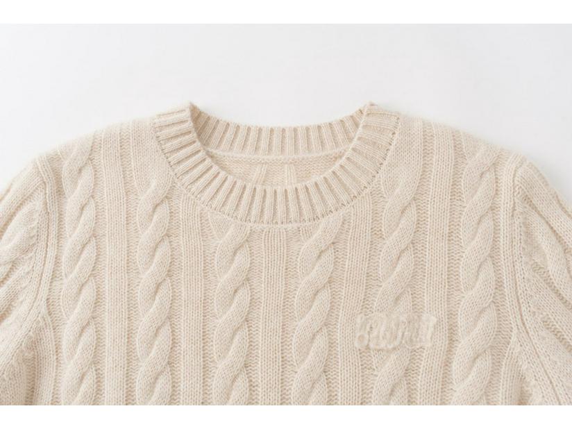 Women's 100% Pure Cashmere Round Neck Cable Knit Sweater