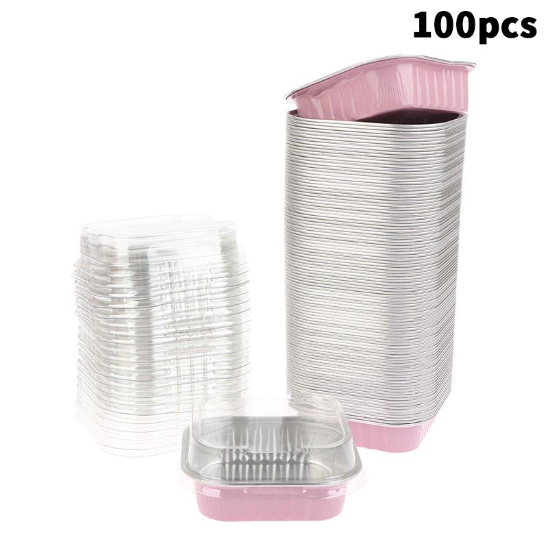 Jednorázové čtvercové hliníkové plechy na pečení s víčky na koláče, muffiny, chléb, nádoby na skladování potravin, 100 ks