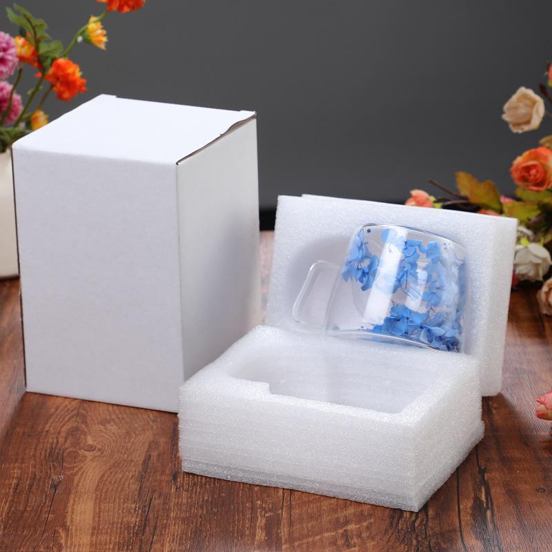 Double-Walled Glass Coffee Cup, Built-In Real Flower Design,Transparent Glass Coffee Cup for Hot & Cold Beverages, Tea, Latte