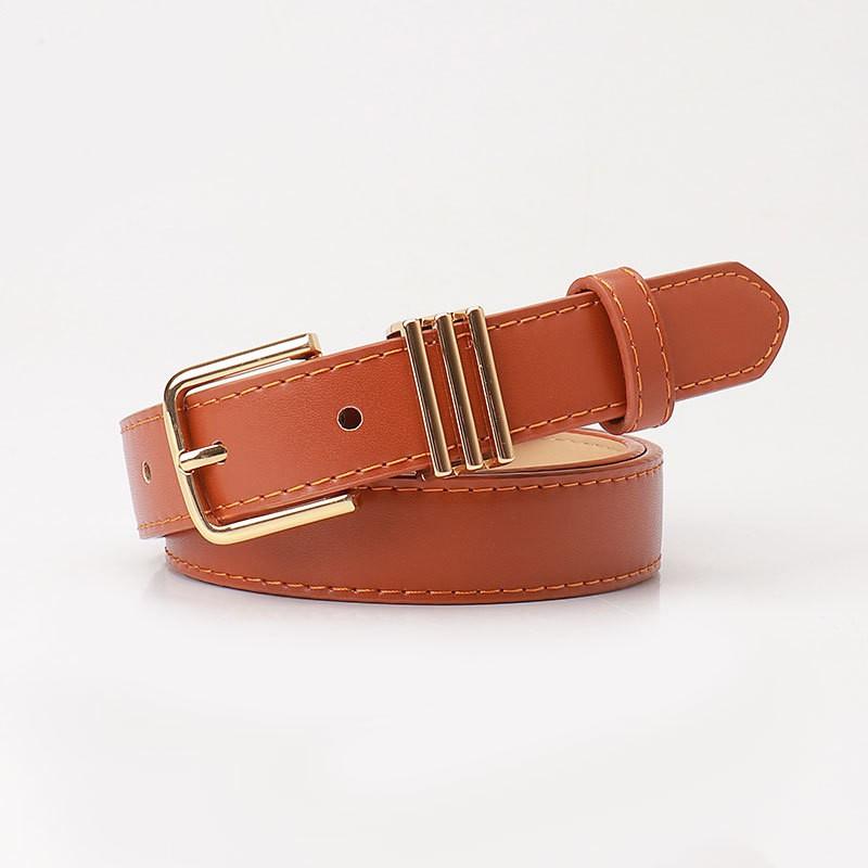 Womens Slim Faux Leather Belt With Alloy Pin Buckle Casual Chic Waistband Jeans Office Wear