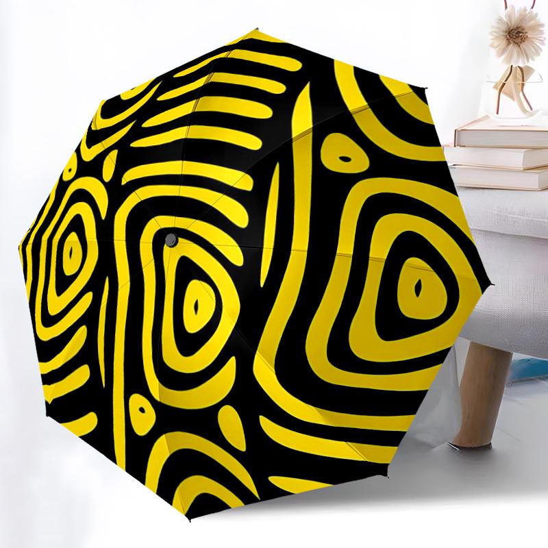 1pc Abstract Art Optical Illusion Automatic Folding Umbrella Portable Collapsible 8-Rib Umbrella for All Seasons, Casual Outdoor Accessory, B74