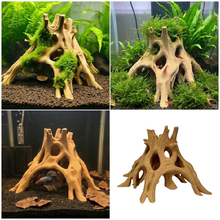 Tronco d'Albero Naturale Legno di Deriva Acquari Serbatoi per Pesci Rettili Cilindro Radice Pianta Legno Decorazione Ornamento Accessorio Acquari