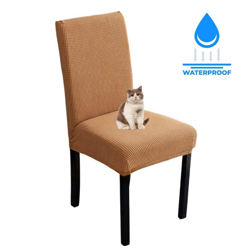 Waterproof Adjustable Chair Cover 1 2 4 Packs Dining Room Kitchen Chair Case Protect Jacquard Seat Chair Cover Spandex Elastic