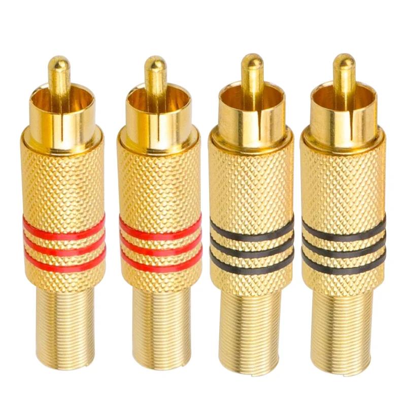 4Pcs Gold RCA Plug Socket Audio Speakers Male Female Plug RCA Connector for Audio Video Cable Adapter Connectors
