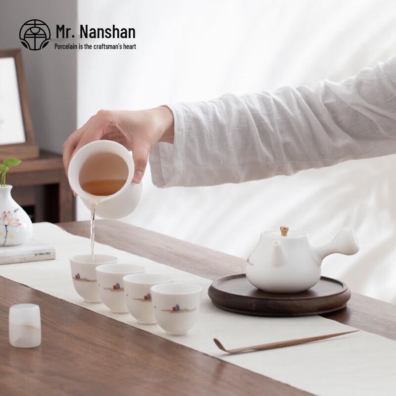Nanshan Ceramic Kung Fu Tea Set - Guanshan Side Handle Pot