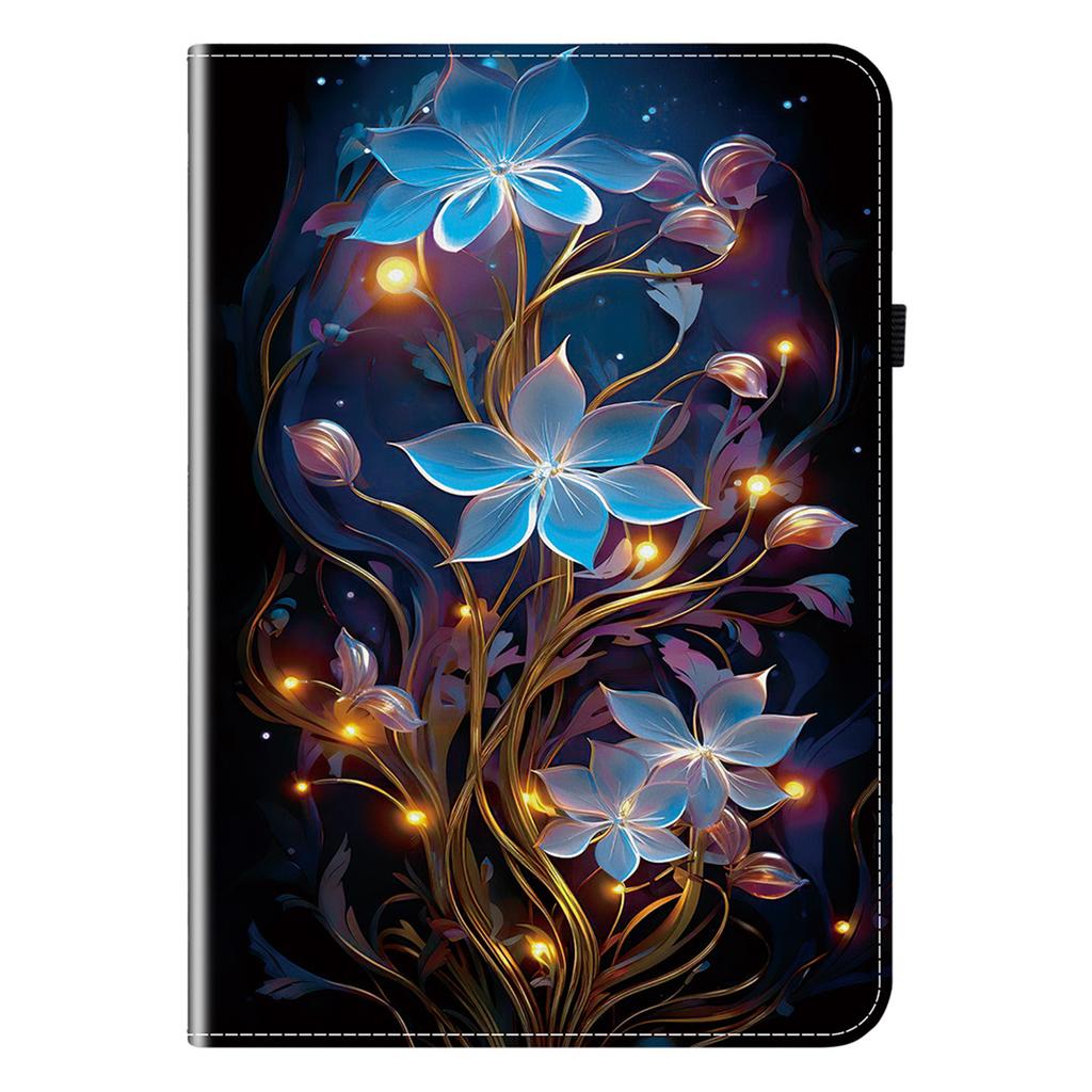 Pro iPad (2025)/10,9 (2022) Kožené pouzdro s potiskem, stojánek, obal na tablet se sloty na karty